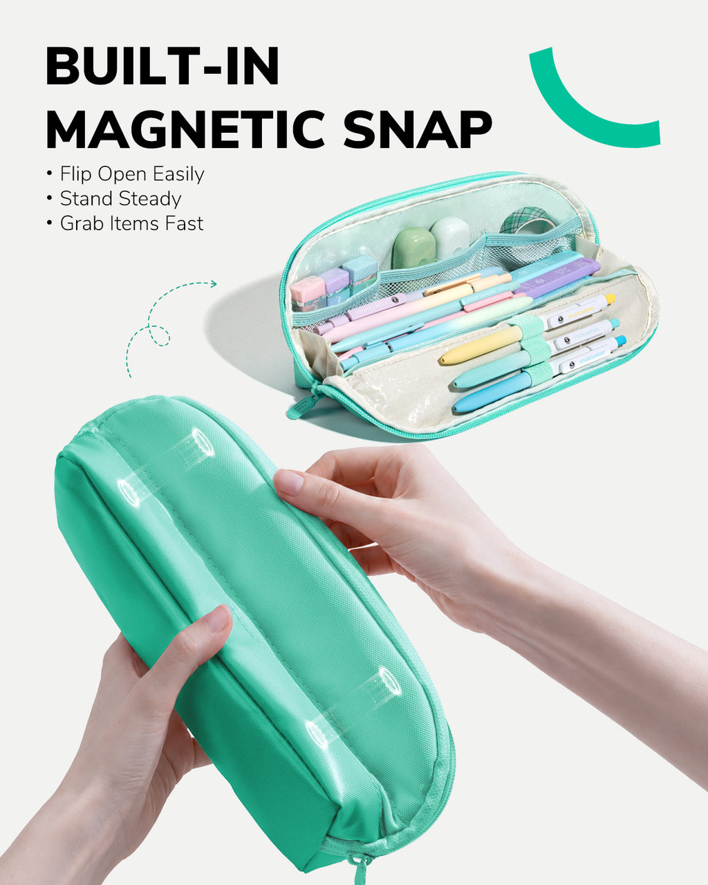 Four Candies Cute Pencil Case, Magnetic Design Pencil Pouch Green