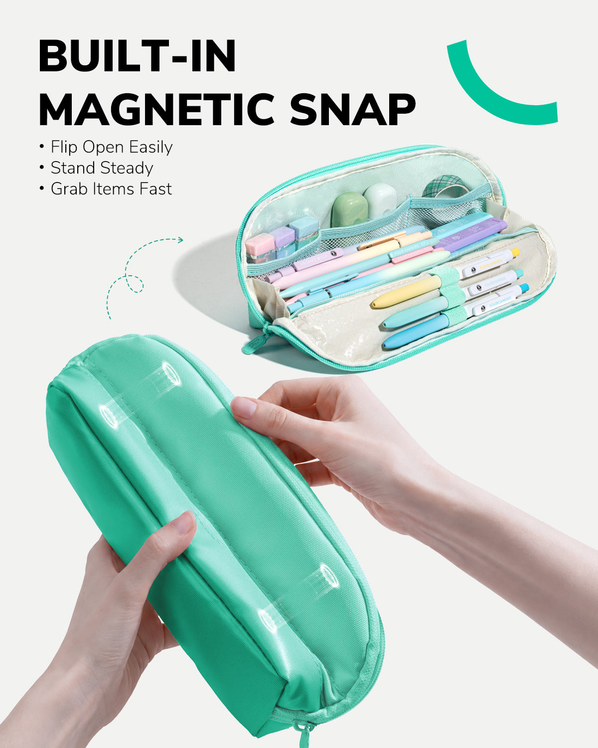 Four Candies Cute Pencil Case, Magnetic Design Pencil Pouch Green