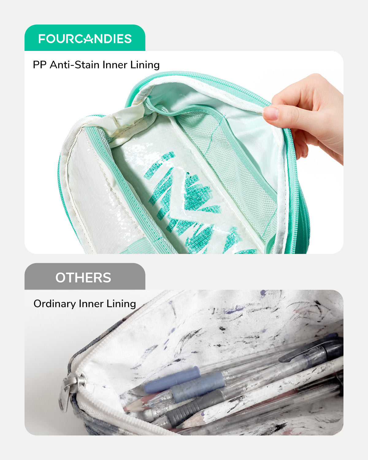 Four Candies Cute Pencil Case, Magnetic Design Pencil Pouch Green
