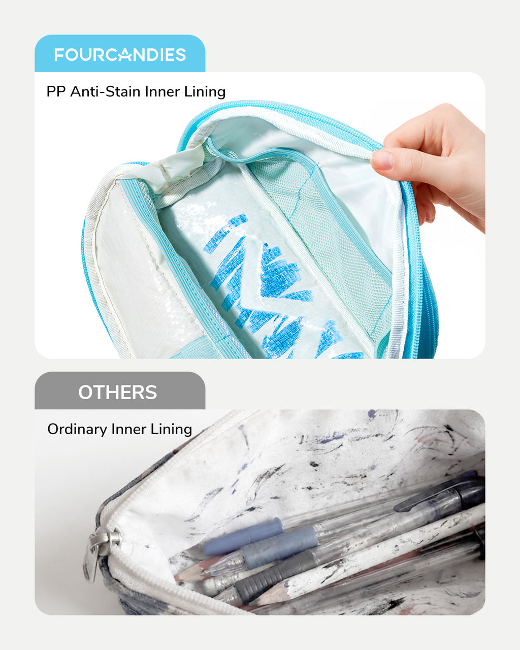 Four Candies Magnetic Triangular Pen Case (Blue)