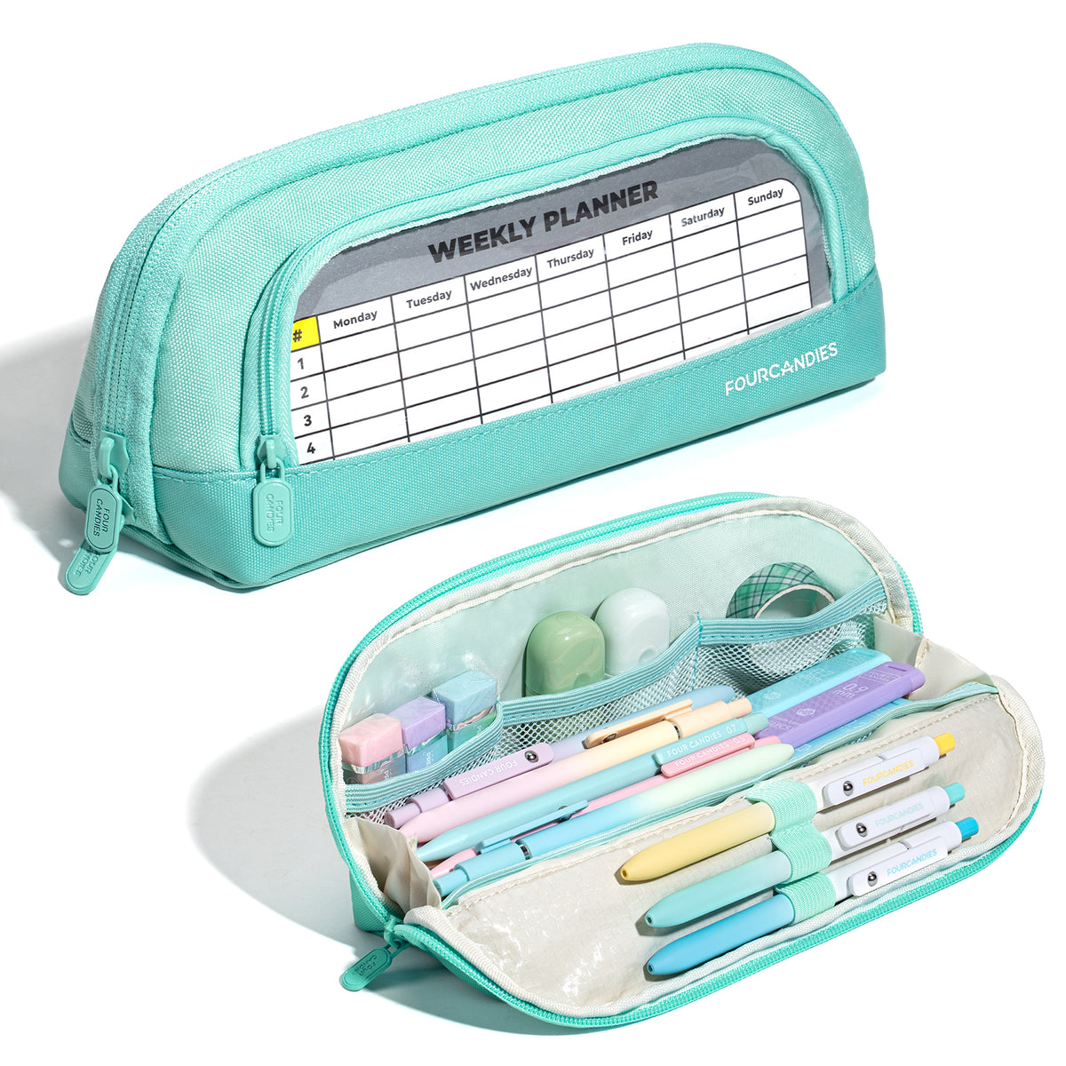 Four Candies Cute Pencil Case, Magnetic Design Pencil Pouch Green