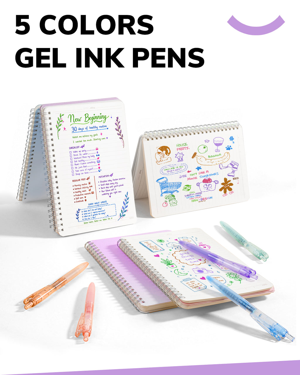 Four Candies 56PCS Stationery Set with 3 Spiral Notebooks,School Supplies College Supplies,Purple Pencil Case,10Gel Pens,Mechanical Pencils,6Highlighters,5Sticky Notes&10Tabs for Students,Grils,Nurse Visit the Four Candies Store