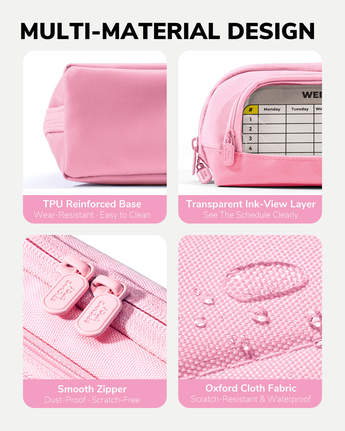 Four Candies Cute Pencil Case, Magnetic Design Pencil Pouch Pink