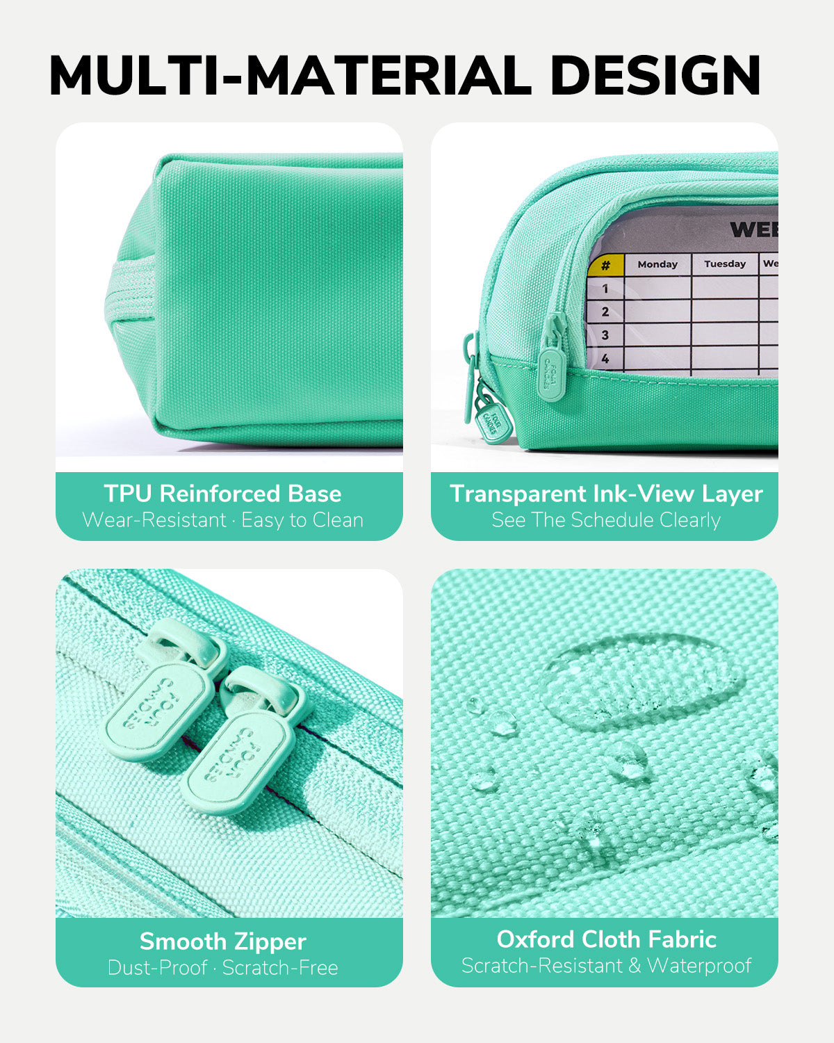 Four Candies Cute Pencil Case, Magnetic Design Pencil Pouch Green