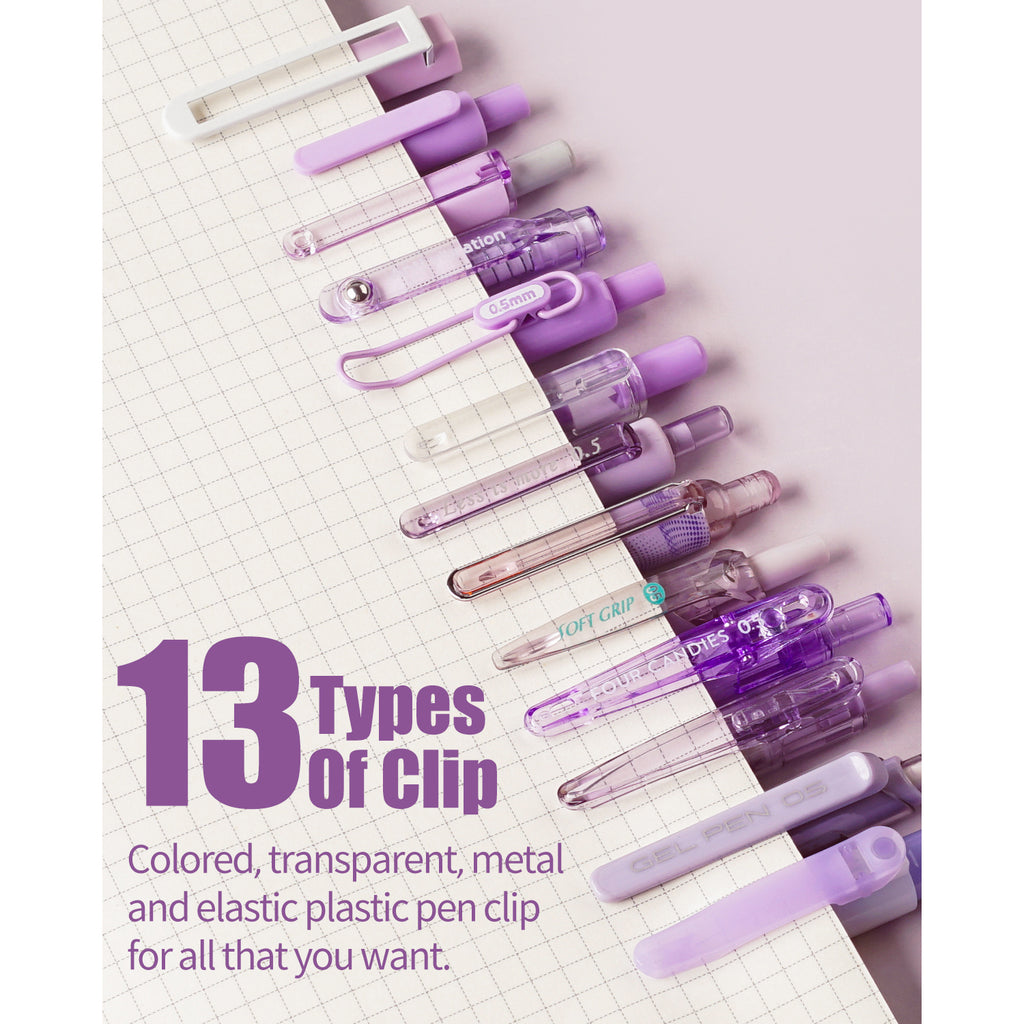 Four Candies Pastel Gel Pen, Fine, 0.5 mm, 12 Black Ink Pens with 2 Pcs Highlighter, 14 Pack