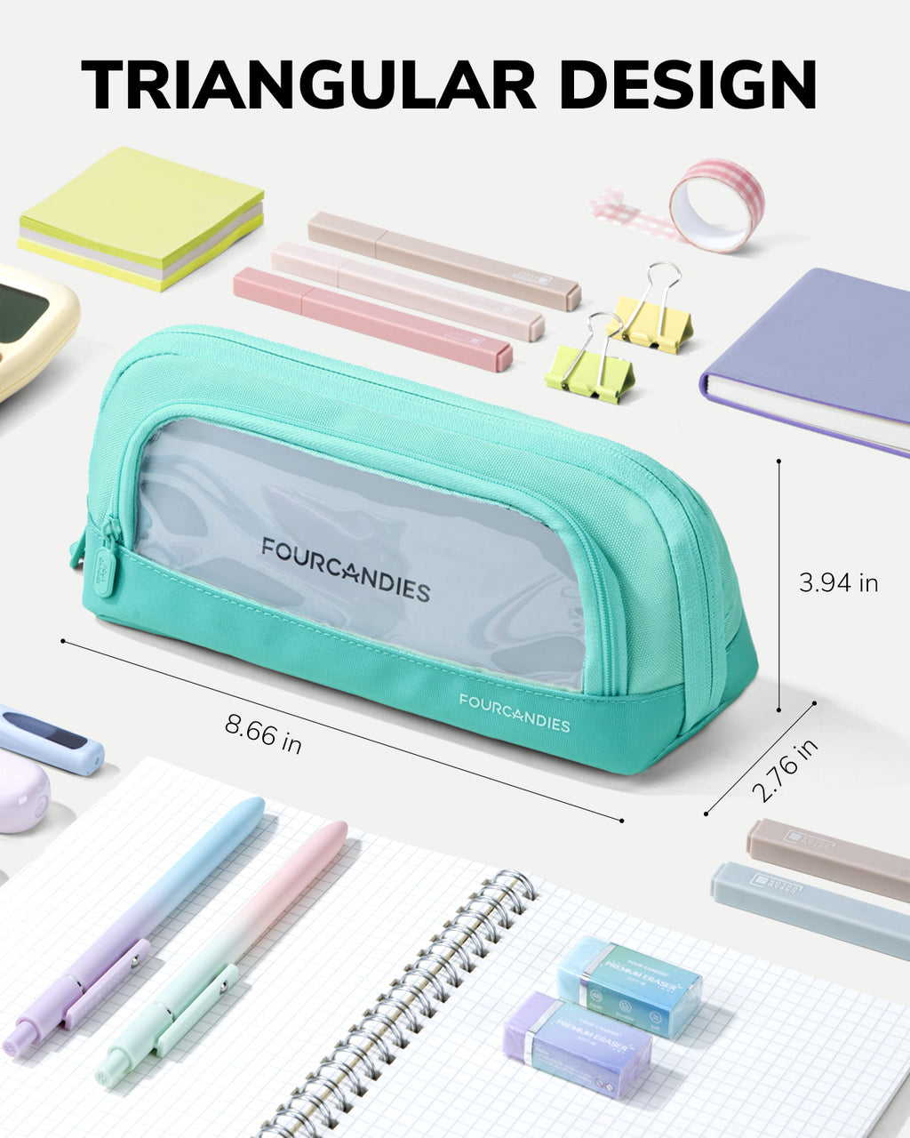 Four Candies Cute Pencil Case, Magnetic Design Pencil Pouch Green