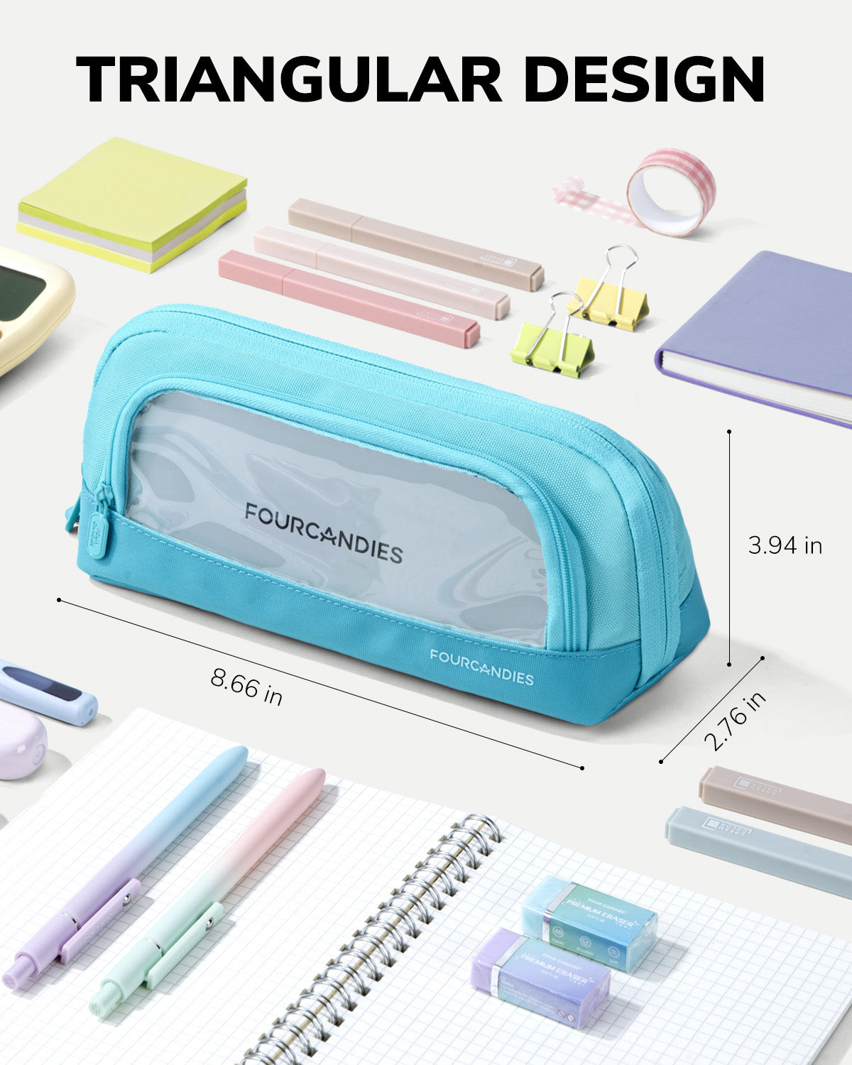 Four Candies Magnetic Triangular Pen Case (Blue)