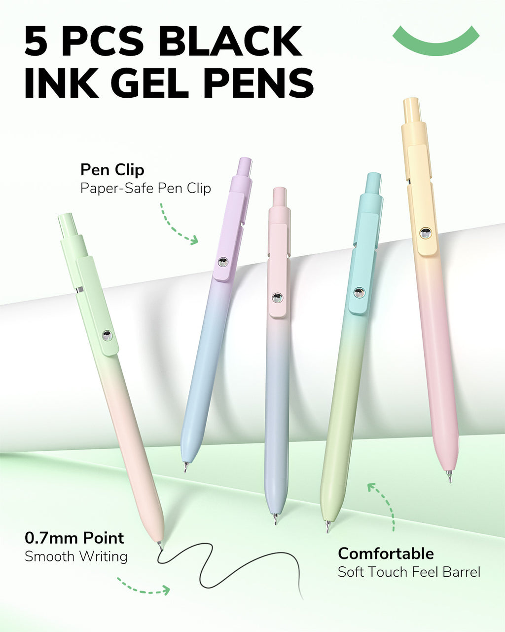 Four Candies Ballpoint Pen, Pencil, Pencil Case, and Notebook Set (Green)