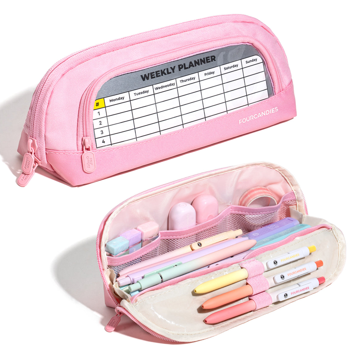 Four Candies Cute Pencil Case, Magnetic Design Pencil Pouch Pink