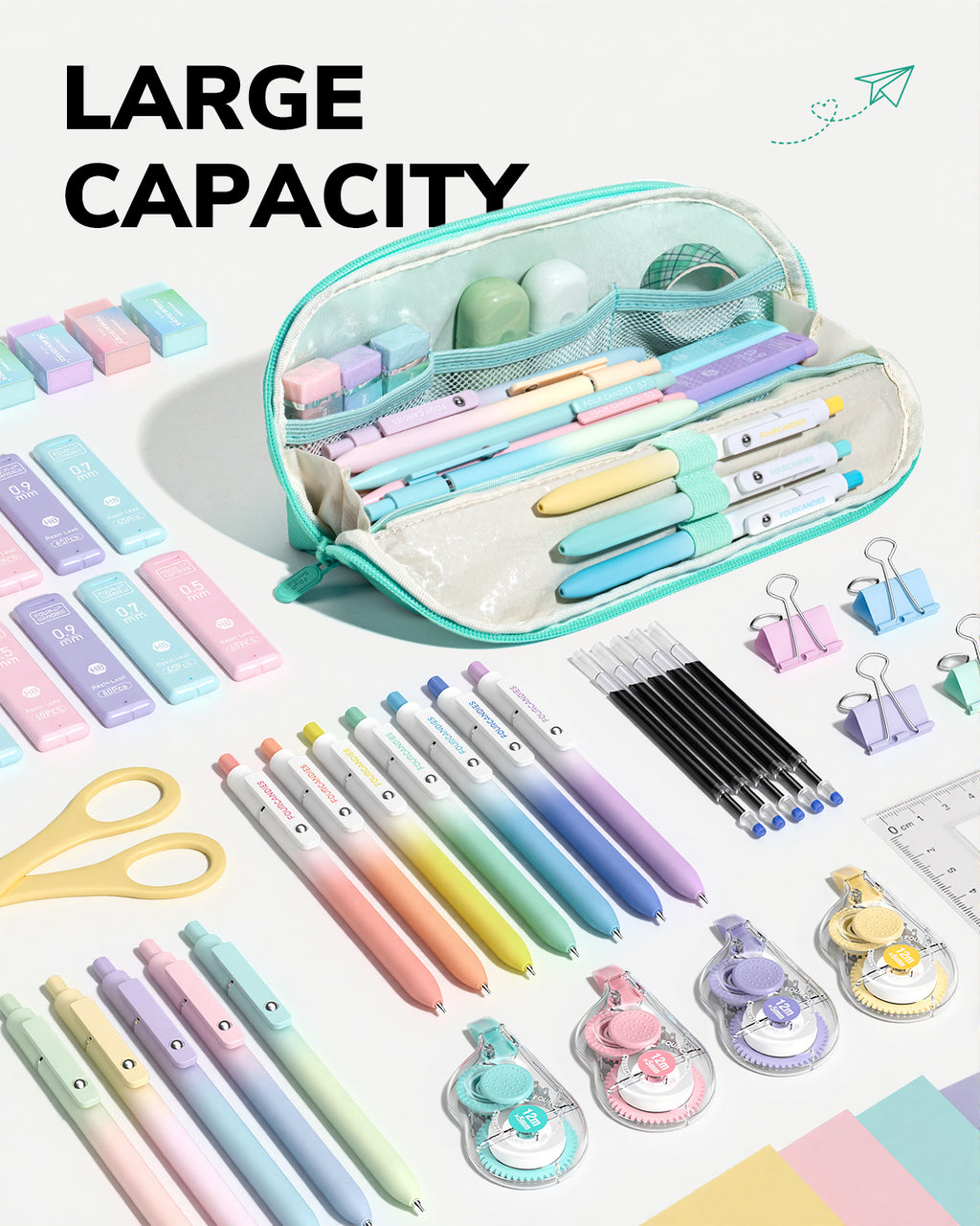 Four Candies Cute Pencil Case, Magnetic Design Pencil Pouch Green