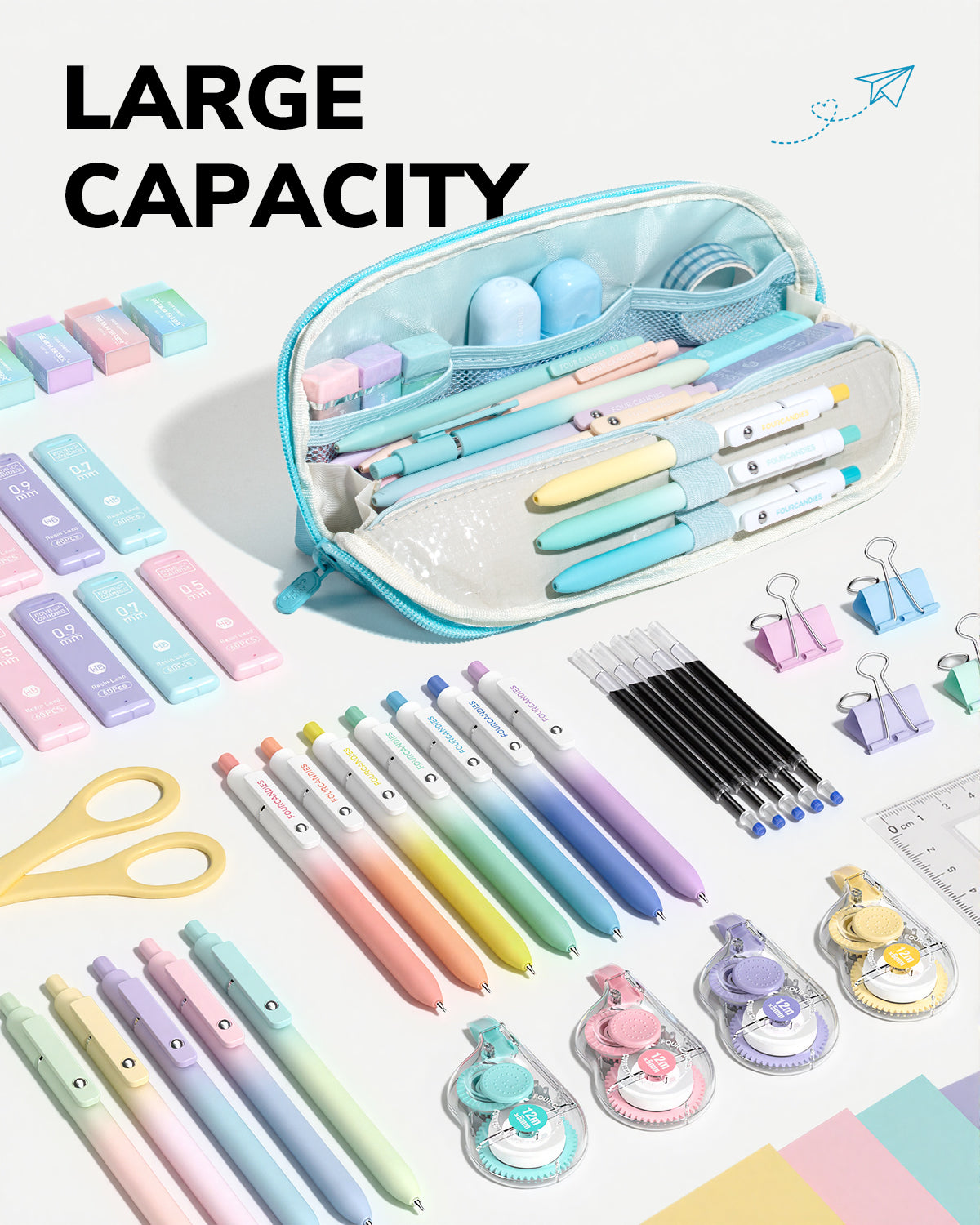 Four Candies Magnetic Triangular Pen Case (Blue)