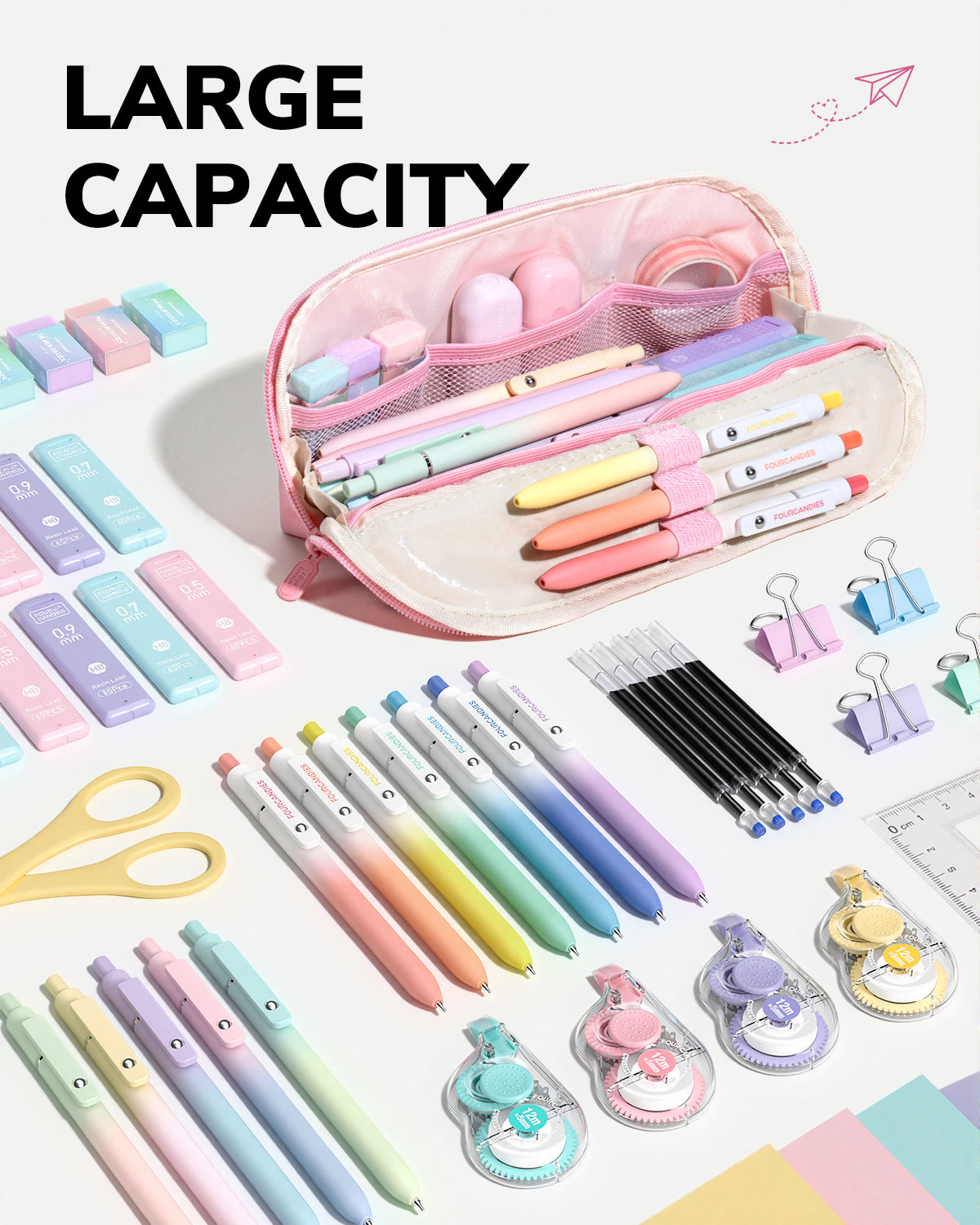 Four Candies Cute Pencil Case, Magnetic Design Pencil Pouch Pink