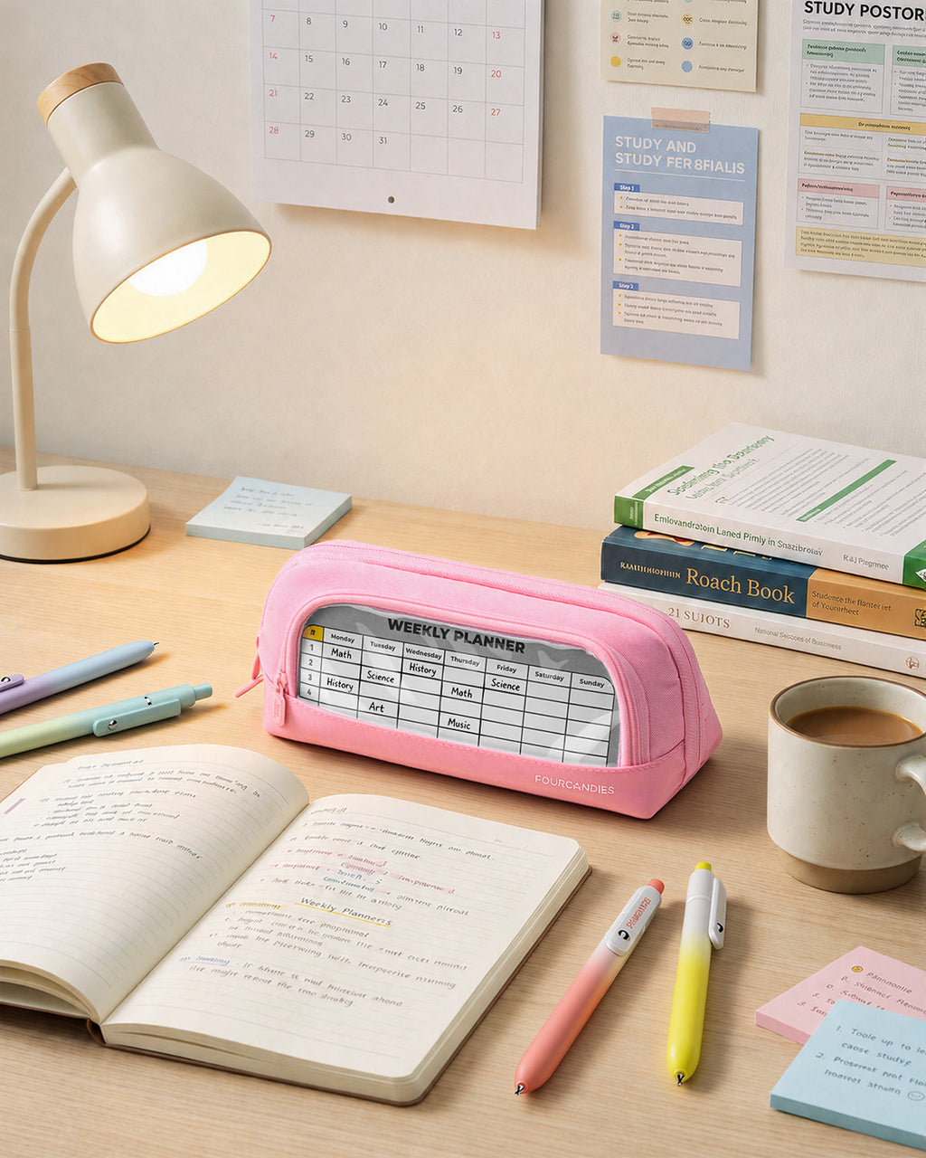 Four Candies Cute Pencil Case, Magnetic Design Pencil Pouch Pink