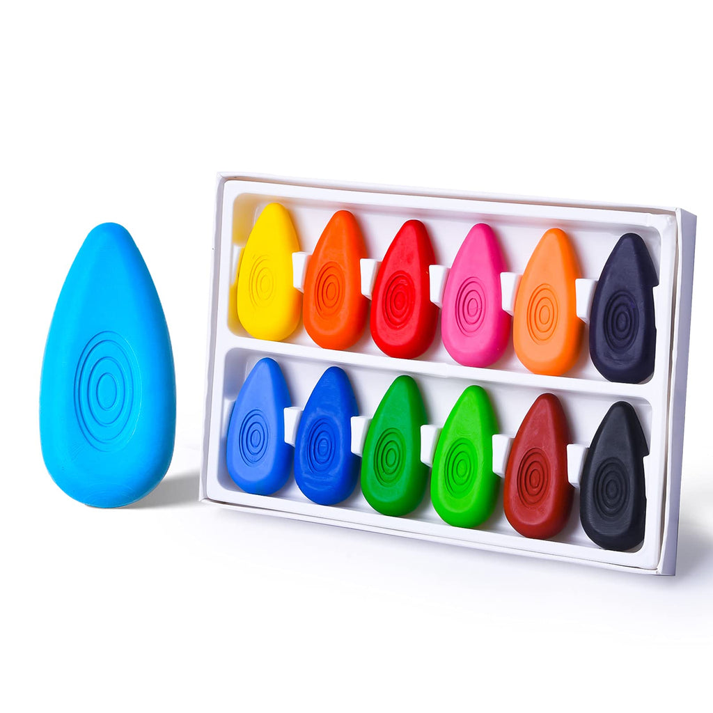 Four Candies Crayons 12 Count, Non Toxic Washable Crayons, Unbreakable Easy-Grip Water-Drop Shape for Little Hands, Filled Easter Eggs for Coloring