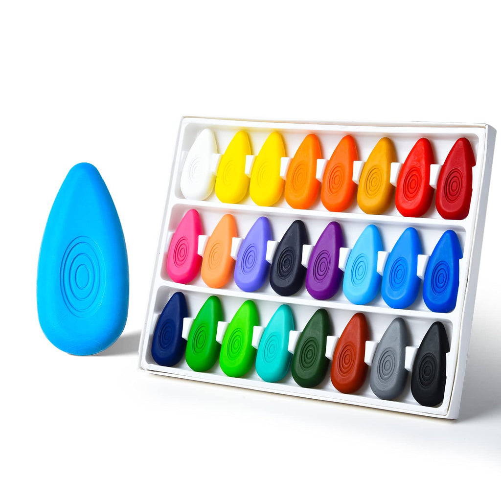 Four Candies Toddler Crayons 24 Count, Non Toxic Washable Crayons for Kids, Unbreakable Easy-Grip Water-Drop Crayons, Perfect for Little Hands, Toddler Coloring & Art Supplies