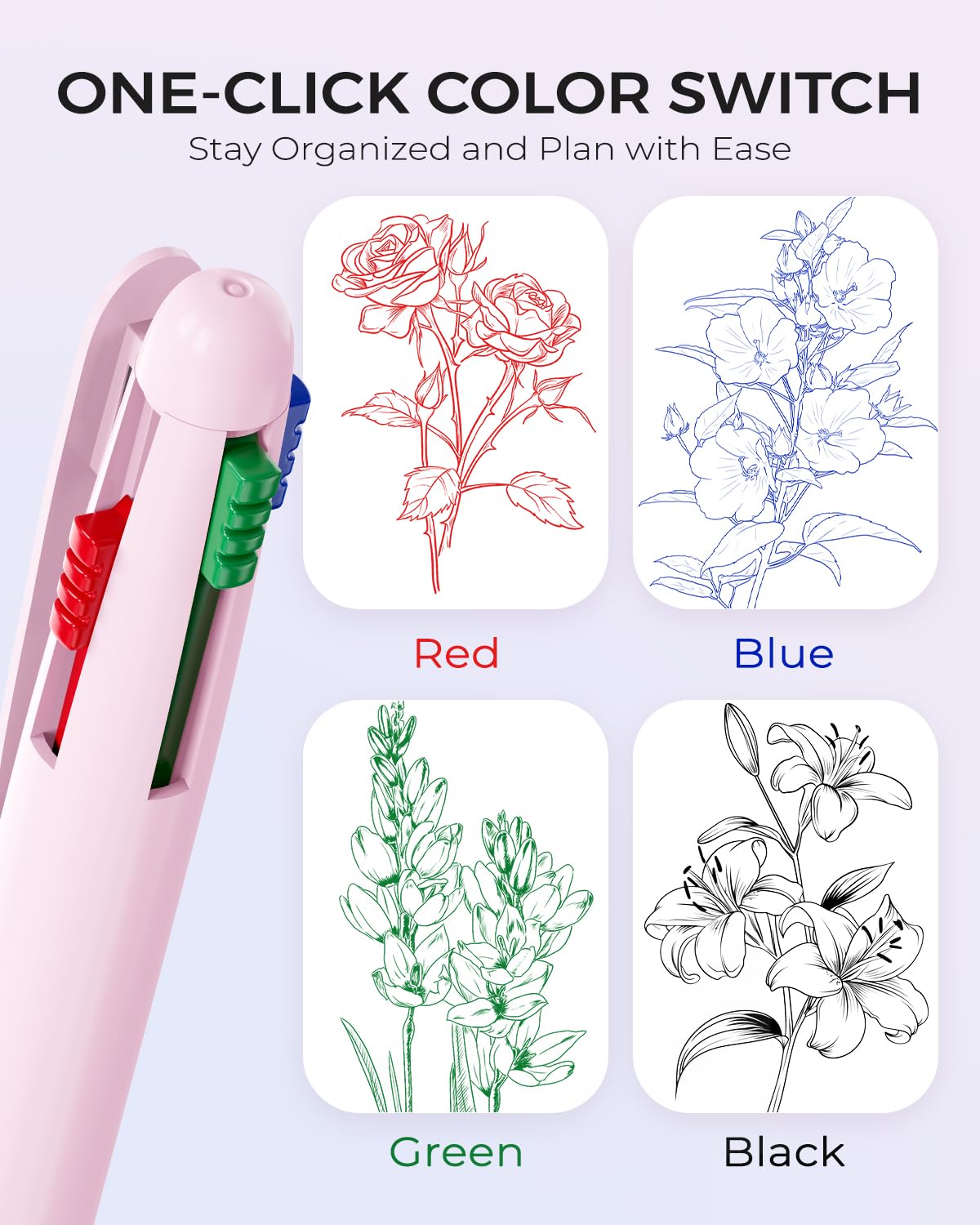 Four Candies Multicolor Pens, 4-in-1 Colored Pen, 9 Pack 1.0mm 4 Color Pens, Quick Dry Nurse Pens, Smooth Writing Colored Ink Pens, Comfort Grip & Macaron Office, Gifts For Women