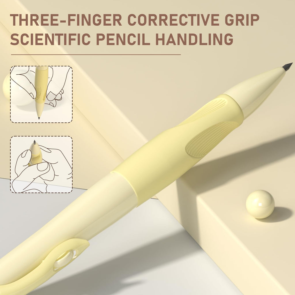 Four Candies 4PCS Cute Mechanical Pencil Set, 2.0mm Ergonomic Mechanical Pencil with 44PCS HB Pencil Leads, 2PCS Sharpeners/Erasers, for Writing and Drawing