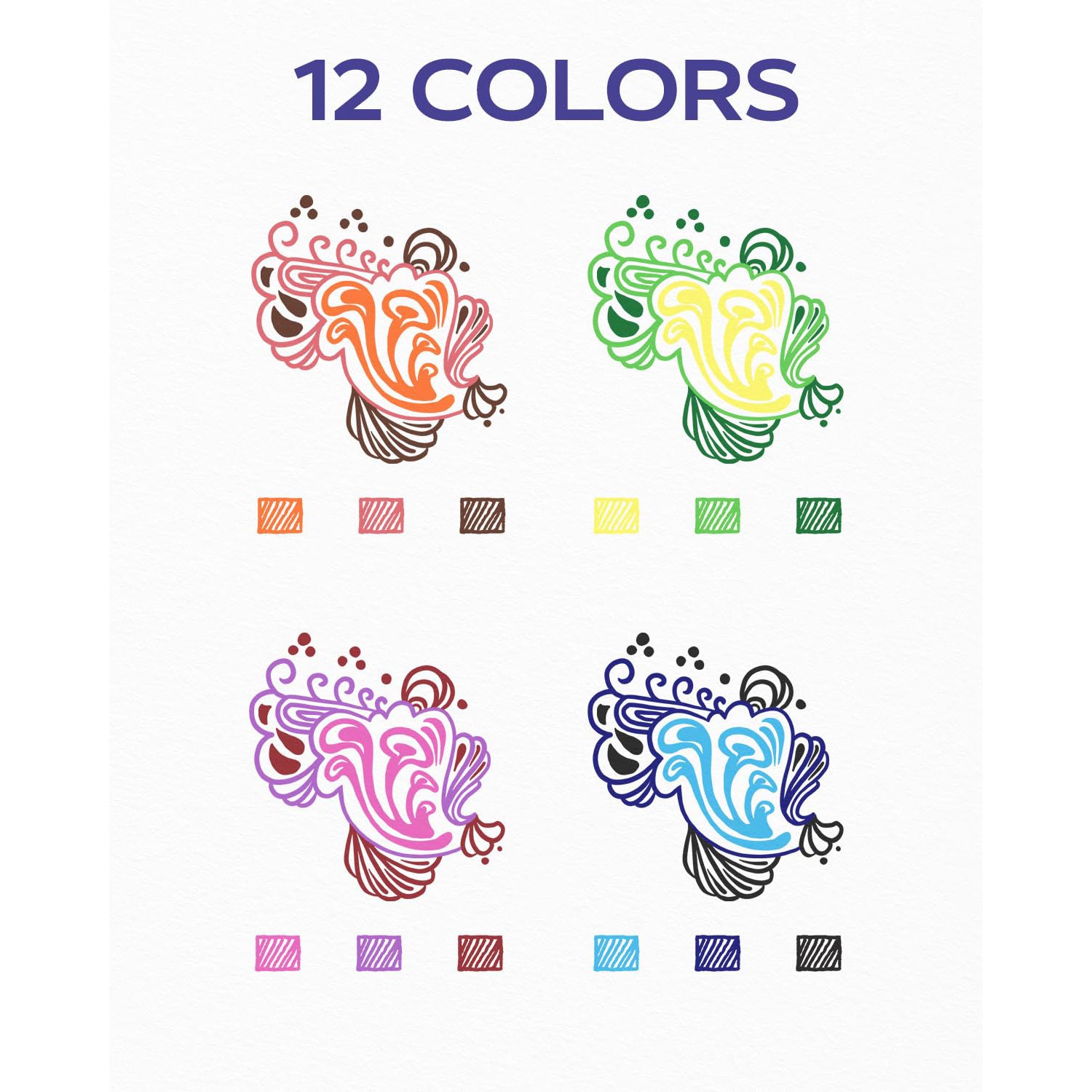 Four Candies Quick Dry Ink Colored Pens Set, 12 Colors Retractable Gel Pens, 0.7mm Fine Point Colorful Pen for Note Taking & Drawing, Colored Gel Pen with Comfort Grip