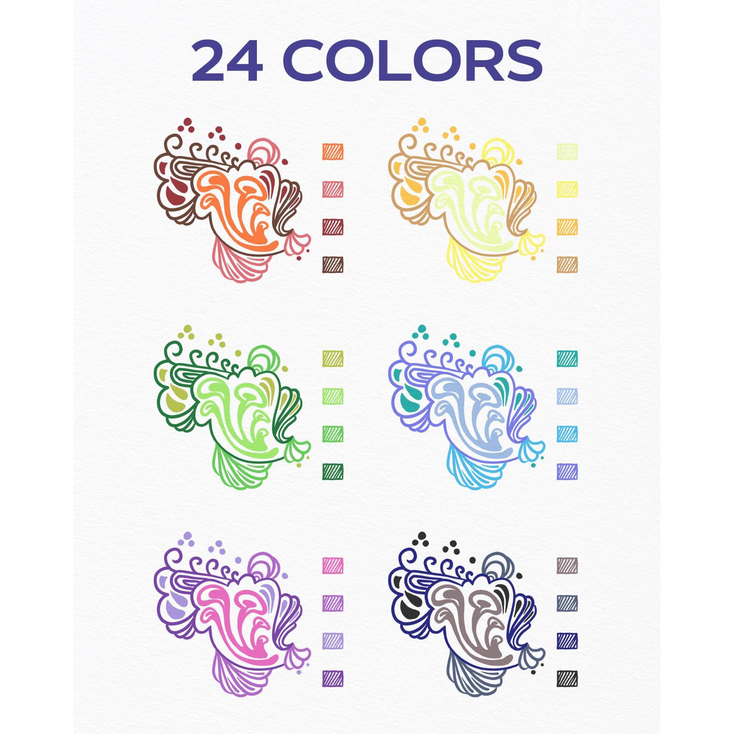 Four Candies Quick Dry Ink Colored Pens Set, 24 Colors Retractable Gel Pen, 0.7mm Fine Point Colorful Pens for Note Taking & Drawing, Colored Gel Pens with Comfort Grip for Office & Home