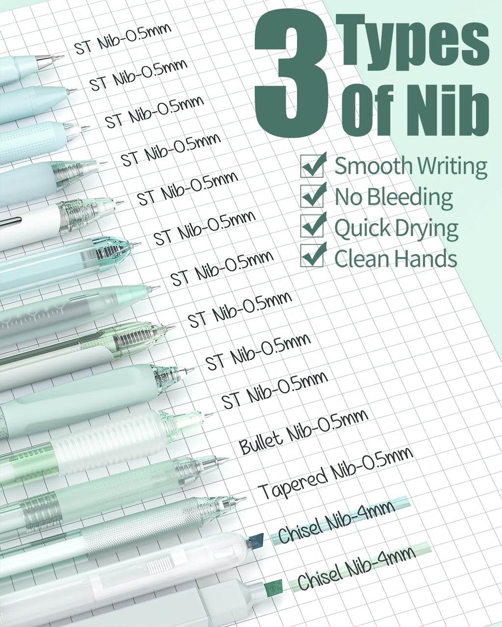 Four Candies Gel Pen with 2 Pieces Highlighter, Fine,0.5 mm, Black Ink, 14 Piece