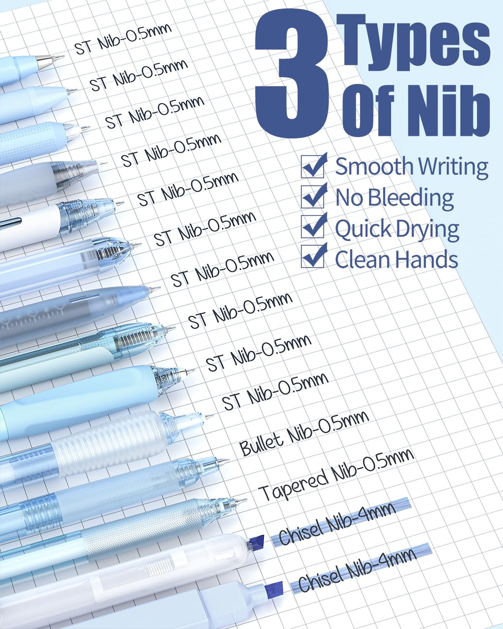 Four Candies Pastel Gel Ink Pen Set with 12 Black Ink Pens & 2 Highlighters, 0.5mm, 14 Pack