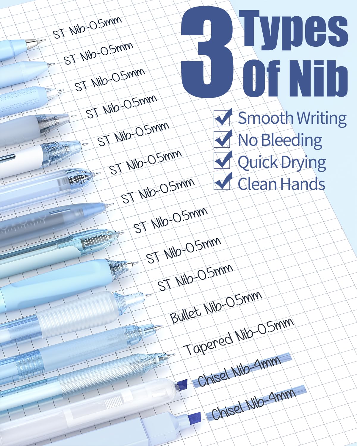 Four Candies Pastel Gel Ink Pen Set with 12 Black Ink Pens & 2 Highlighters, 0.5mm, 14 Pack