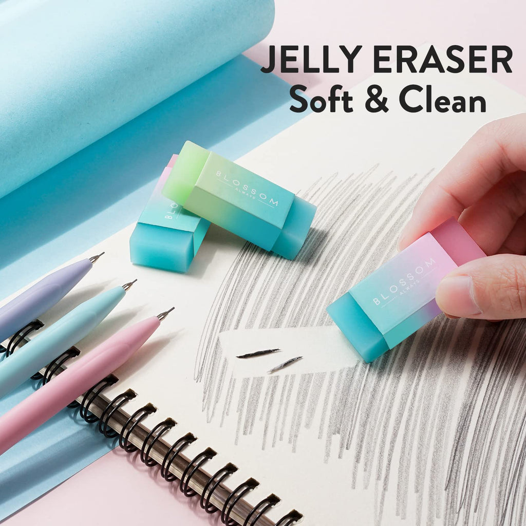 Four Candies Cute Mechanical Pencils, 6PCS Pastel Mechanical Pencils in 0.5mm & 0.7mm, with 360PCS Pencil Leads, 3PCS Erasers and 9PCS Refills, Aesthetic Mechanical Pencil Set for Drawing & Writing