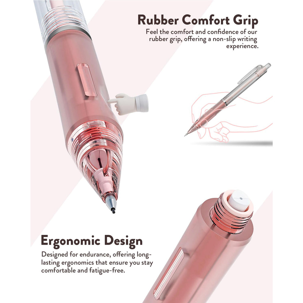 Four Candies Mechanical Pencil Set with Case, 6PCS Mechanical Pencils 0.5 & 0.7mm with 360PCS HB Lead Refills, 3PCS Erasers, 9PCS Eraser Refills, Aesthetic Mechanical Pencil for Drawing, Drafting