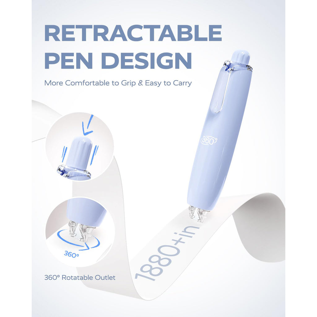 Four Candies 6MM Retractable White Correction Tape, 4PCS White Smooth Pull Out Correction Tape with 4 Extra Refills,Tear-Resistant Tape Pen & Quick Drying (Blue)