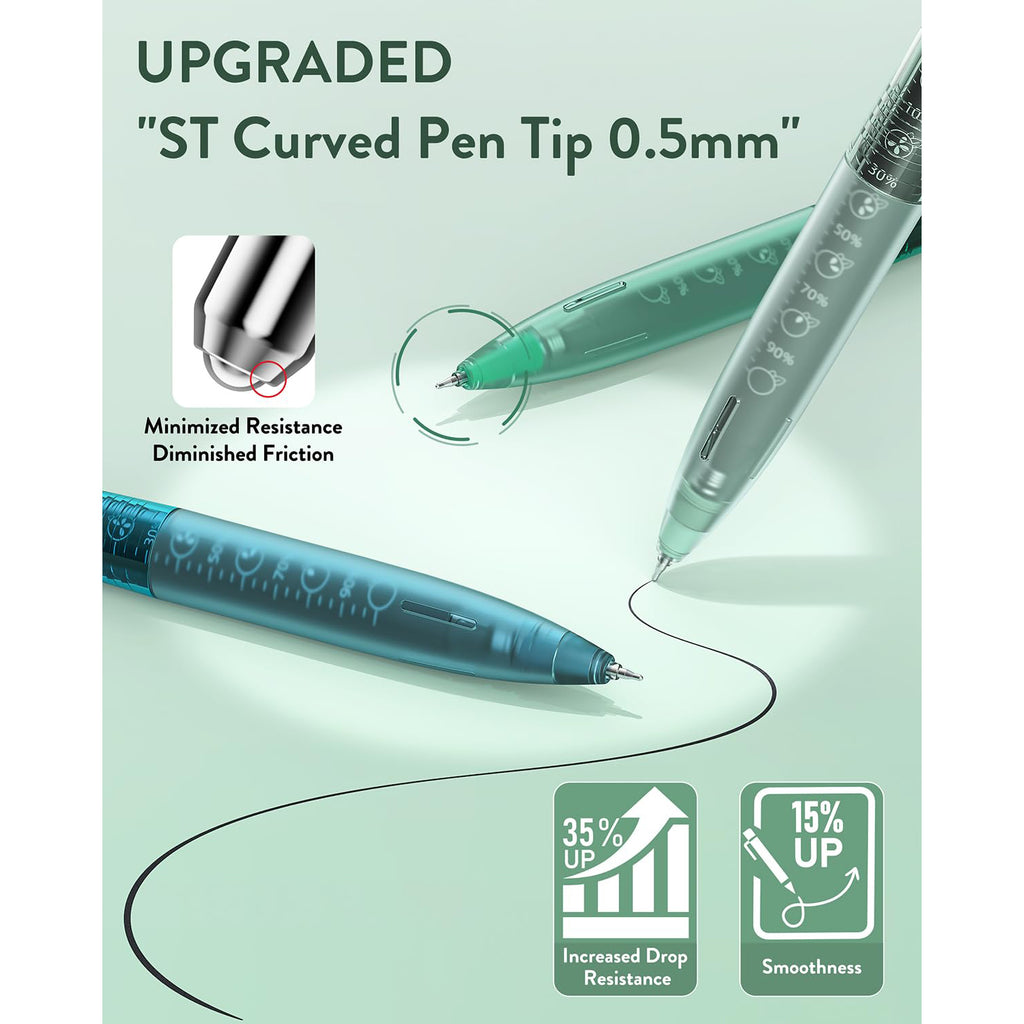 Four Candies 12Pack 0.5mm Black Ink Quick Dry Retractable Gel Pen Set, Cute Transparent Pastel Fine Point Note Taking Aesthetic lnk Pens, Comfort Grip Drawing Writing Office Home (Black)