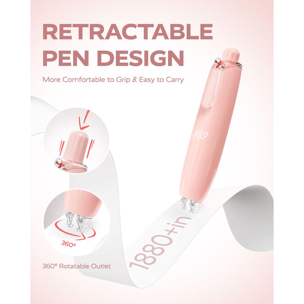 Four Candies 6MM Retractable White Correction Tape, 4PCS White Smooth Pull Out Correction Tape with 4 Extra Refills,Tear-Resistant Tape Pen & Quick Drying (Pink)