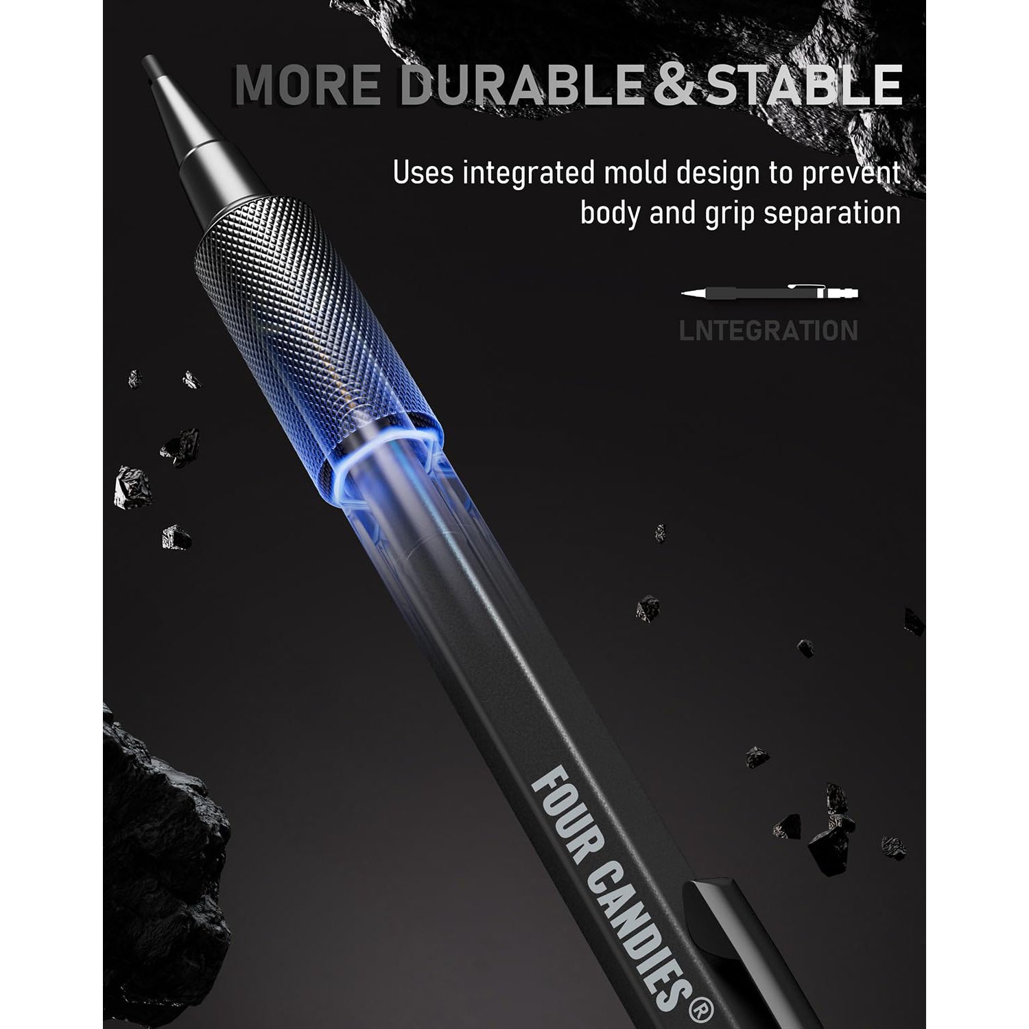 Four Candies 1.3mm Mechanical Pencil Set with 48 Lead Refill, 3PCS Metal Weatherproof Body Heavy Duty Carpenter Pencil, 3 Eraser, 12 Eraser Refill, for Outdoor Woodworking Drafting Marking with Case