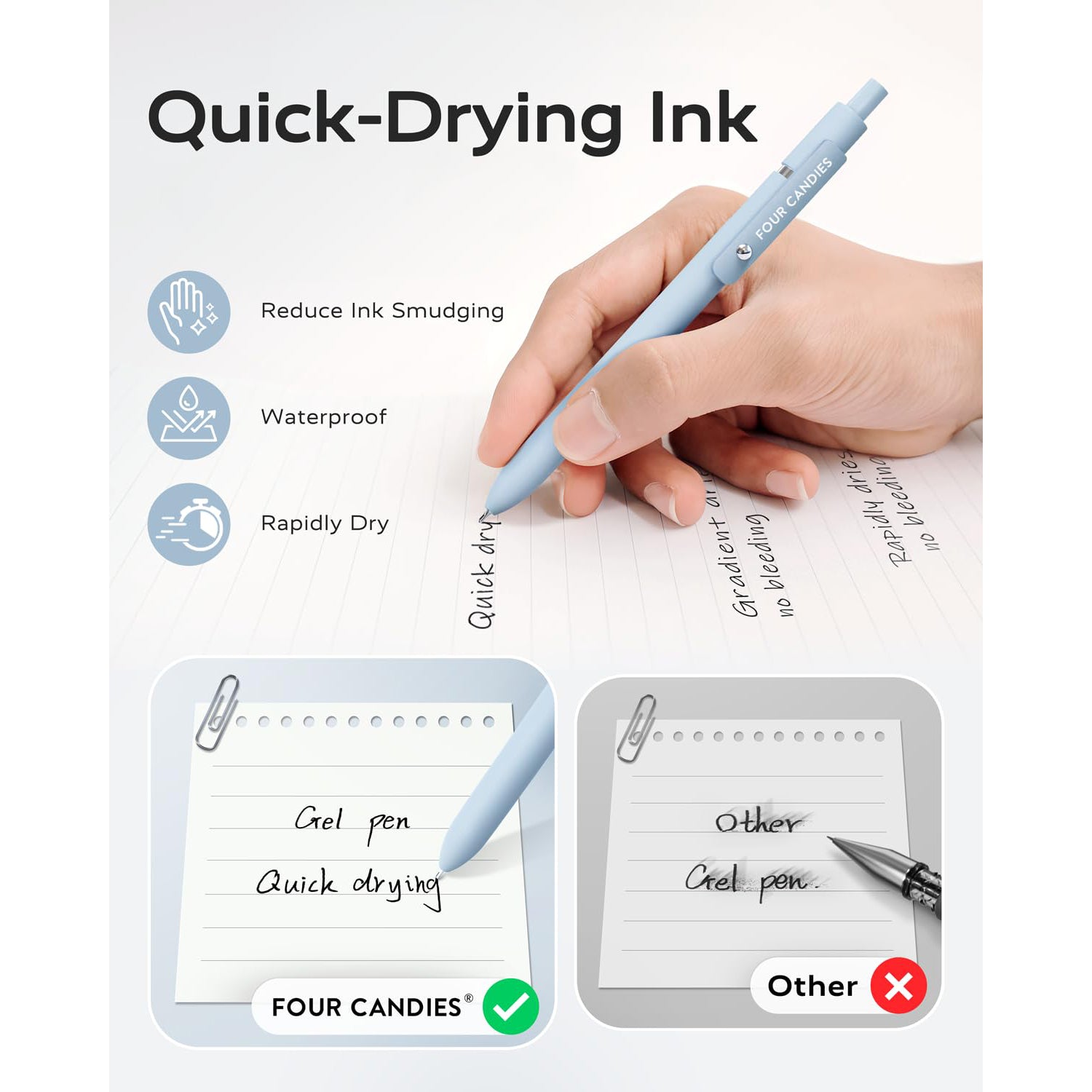 Four Candies Gel Pens, 6 Pcs 0.5mm Quick Dry Black Ink Pens Fine Point Smooth Writing, High-End Series Unique Pens, Pretty Cute Pens, Gifts (Morandi)