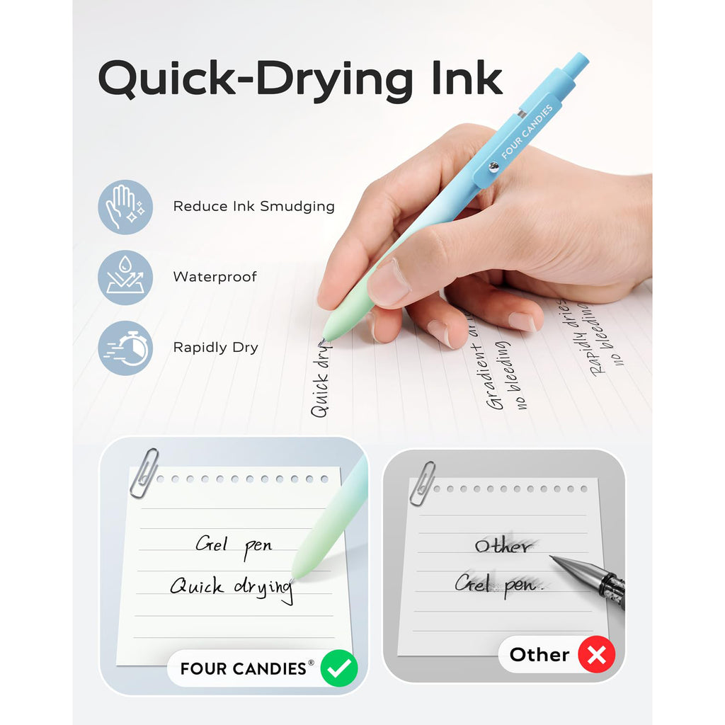Four Candies Gel Pens, 5 Pcs 0.7mm Quick Dry Black Ink Pens Fine Point Smooth Writing High-End Series Unique Pens, Fun Pretty Cute Pens Gifts (Gradient)