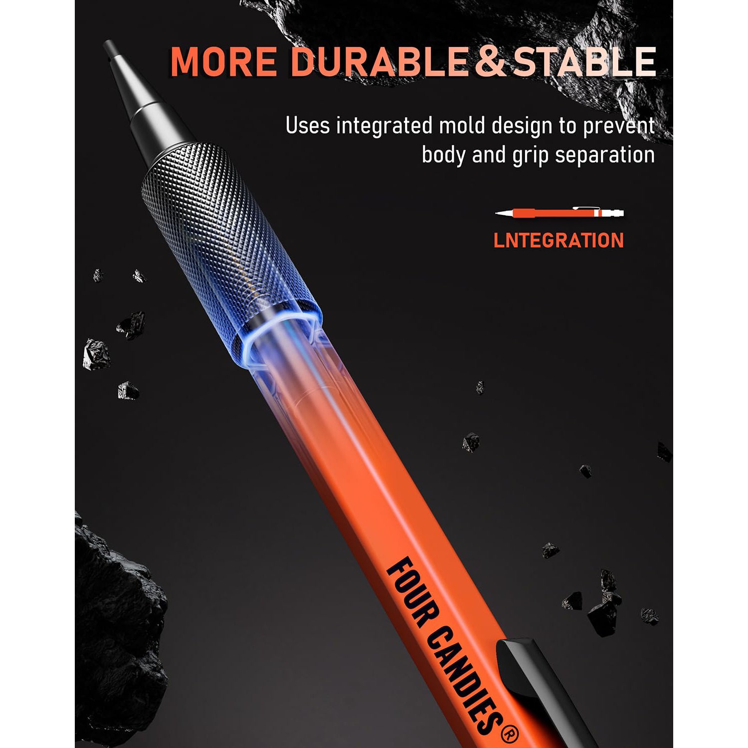 Four Candies 3PCS 1.3mm Mechanical Pencil Set with Case, Metal Heavy Duty Carpenter Pencils with 48 Refill