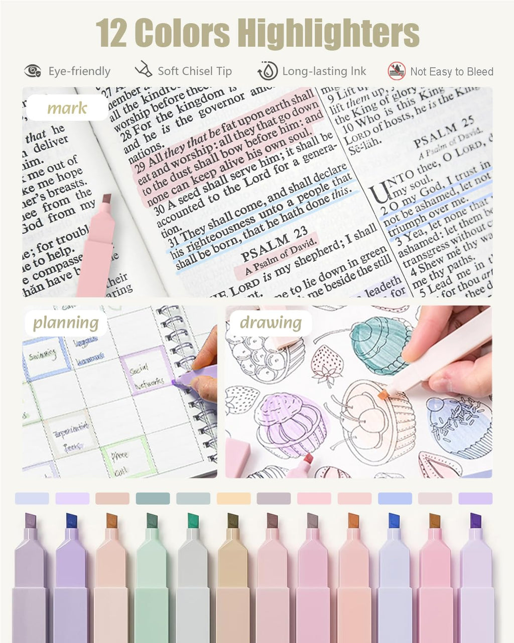 Four Candies 39 PCS Aesthetic Supplies with Cute Pencil Case（Purple）