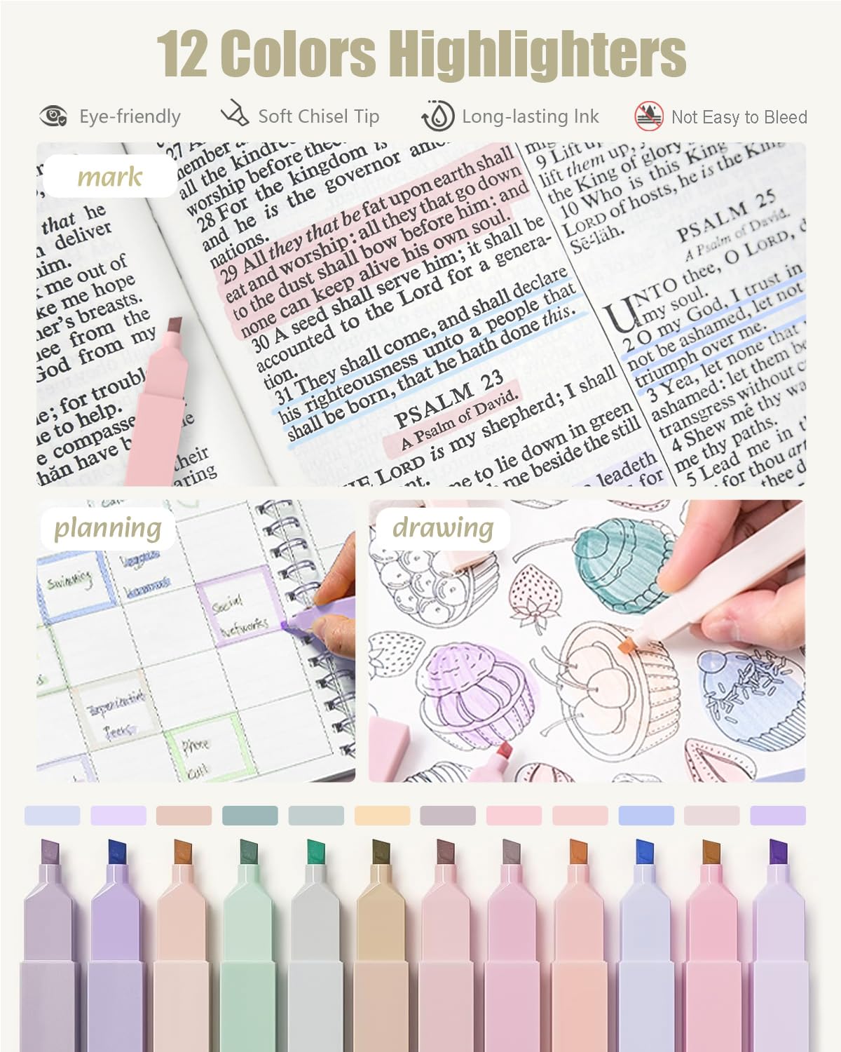 Four Candies 39 PCS Aesthetic Supplies with Cute Pencil Case（Purple）