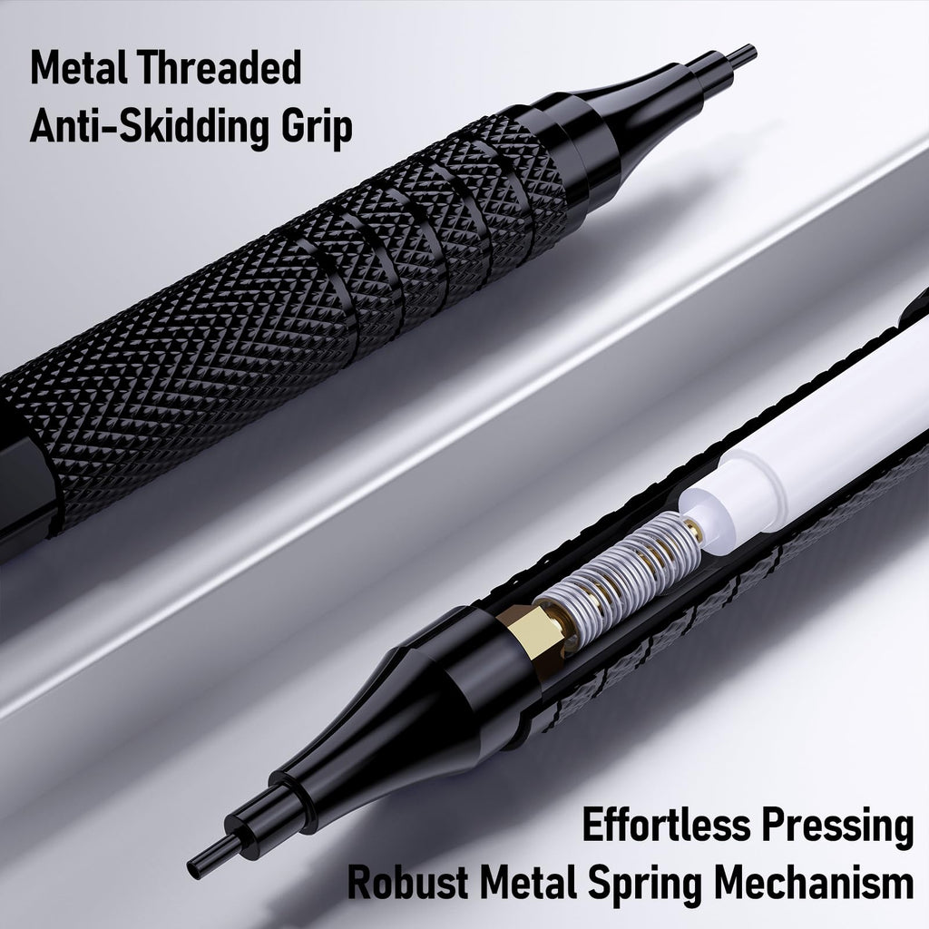 Four Candies Metal Mechanical Pencil Set,5 Count, Metal Mechanical Pencils 0.5, 0.7, 0.9,2.0(2Pcs), 420Pcs Leads (4B 2B HB 2H Color), for Writing Sketching Drawing (Black)