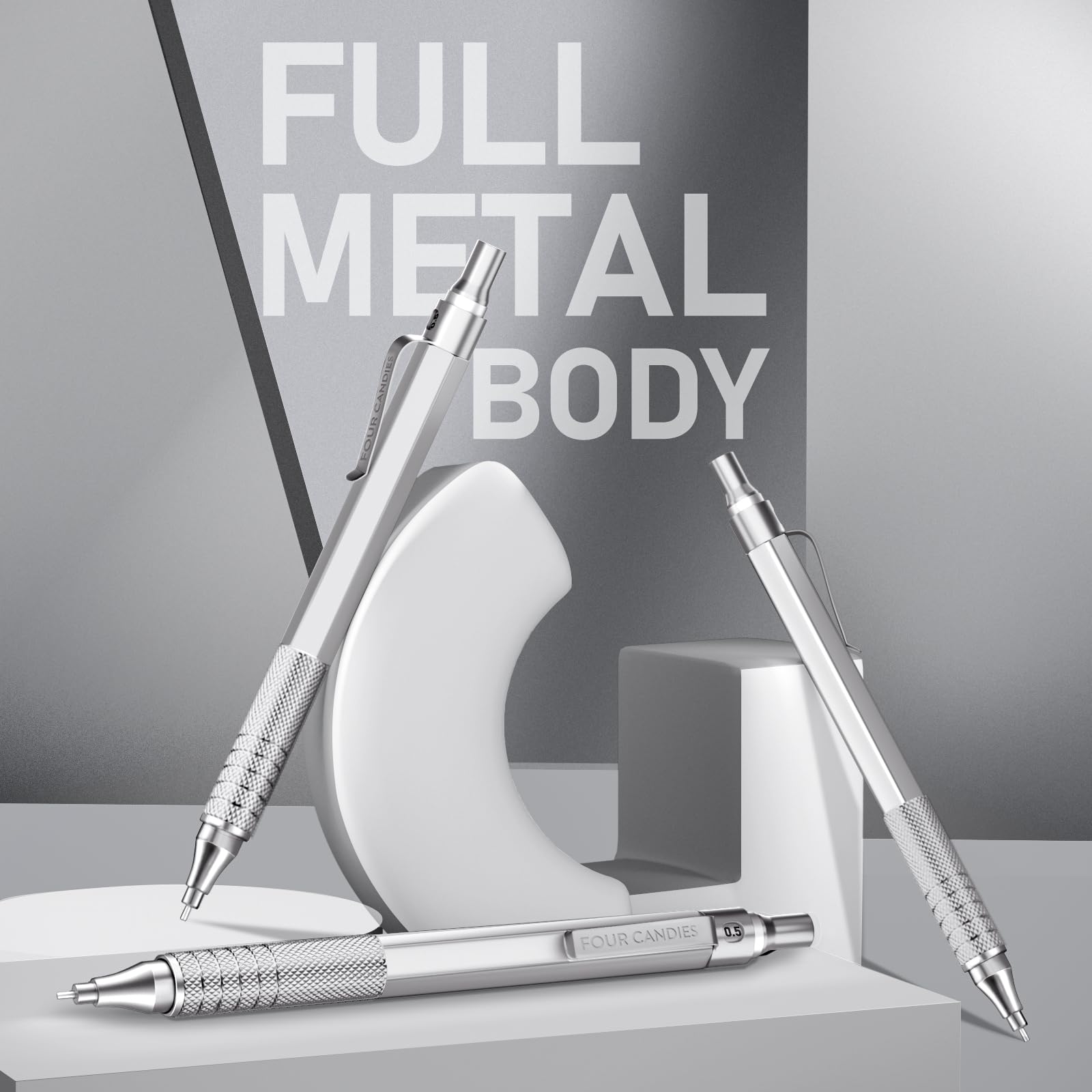 Four Candies Mechanical Pencil Set with Case Erasers Refills, 0.5, 8 HB, 3 Count