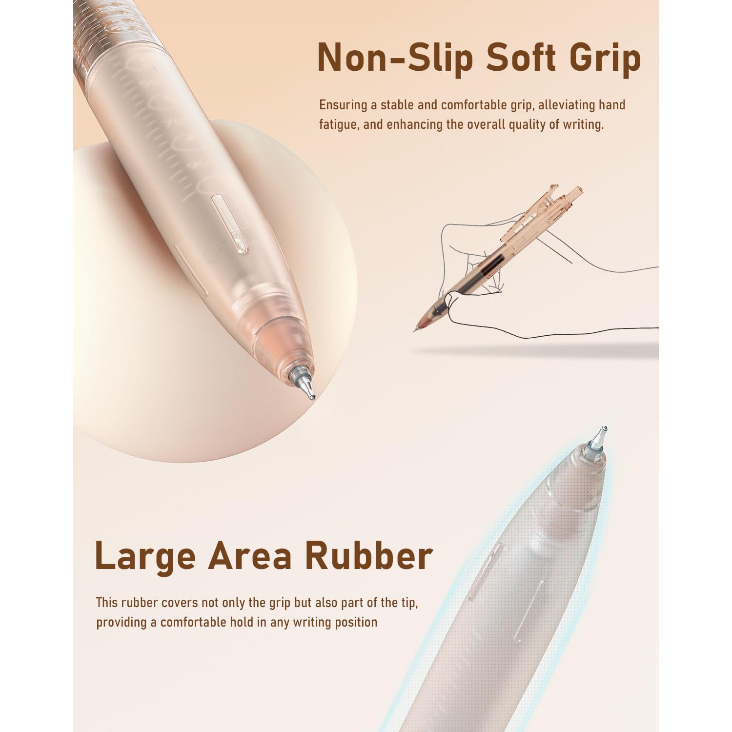 Four Candies 14Pack Pastel Gel Ink Pen Set with 12 PCS Cute Retractable 0.5mm Fine Point Pens with 2Pack Highlighter, Smooth Writing Pens (Brown)