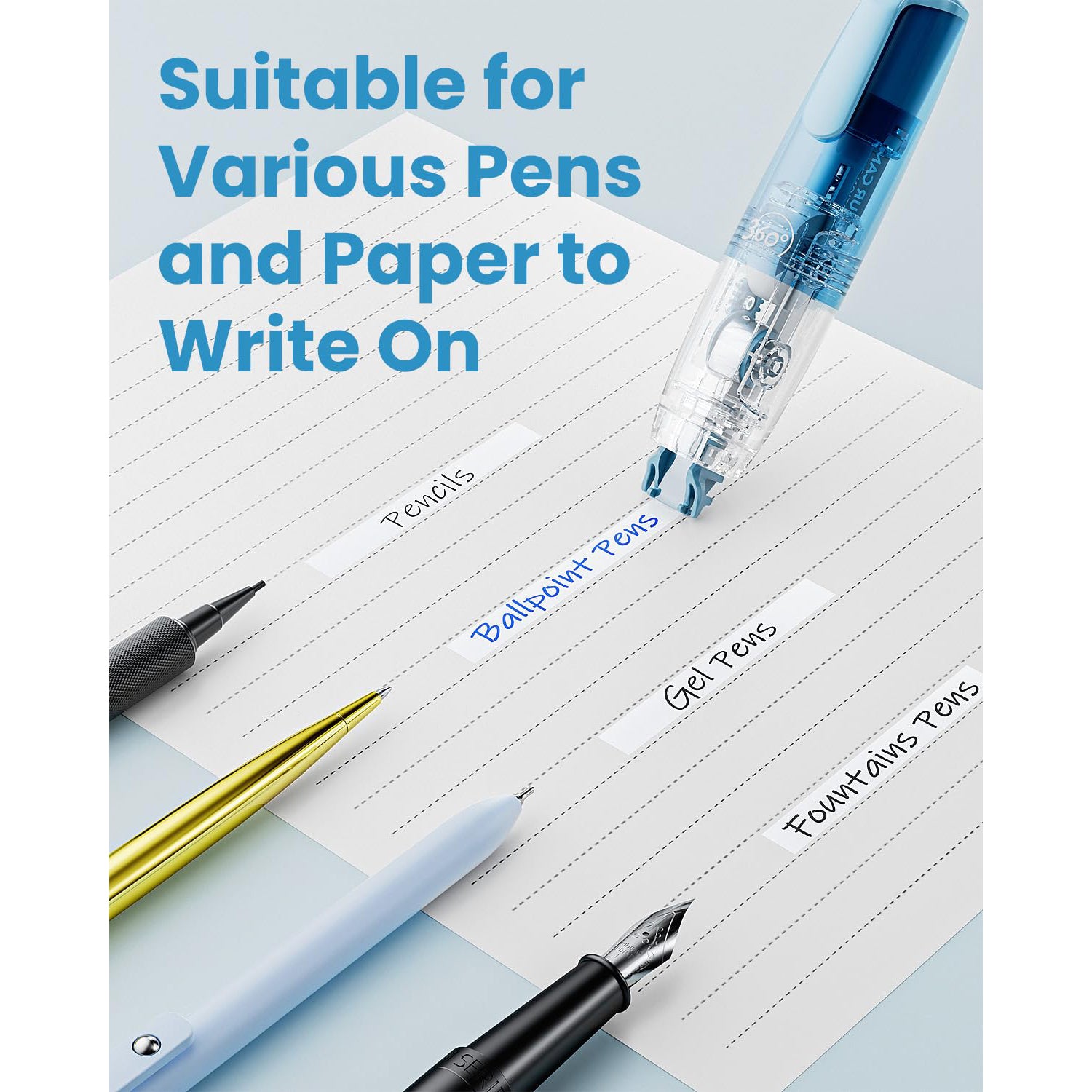 Four Candies 4PCS Refillable Retractable White Correction Tape, Colorful Aesthetic Pen Shaped Quick Dry Smooth Instant Applicator with 4 Extra Refills