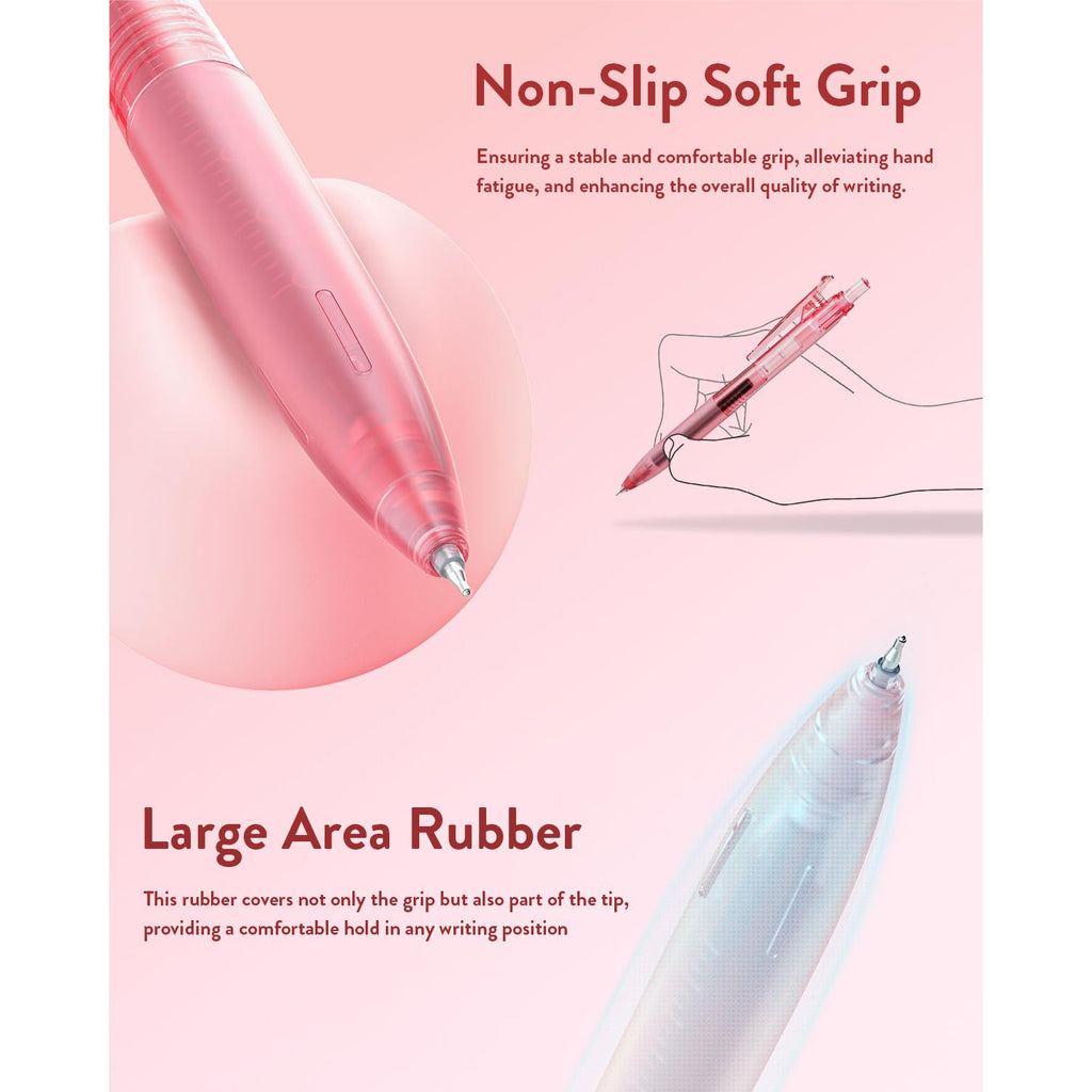 Four Candies 12Pack 0.5mm Quick Dry Retractable Gel Pen Set, Cute Transparent Fine Point Multicolor Note Taking Aesthetic lnk Pens, Comfort Grip 12 Ink Colors Drawing Writing Office Home