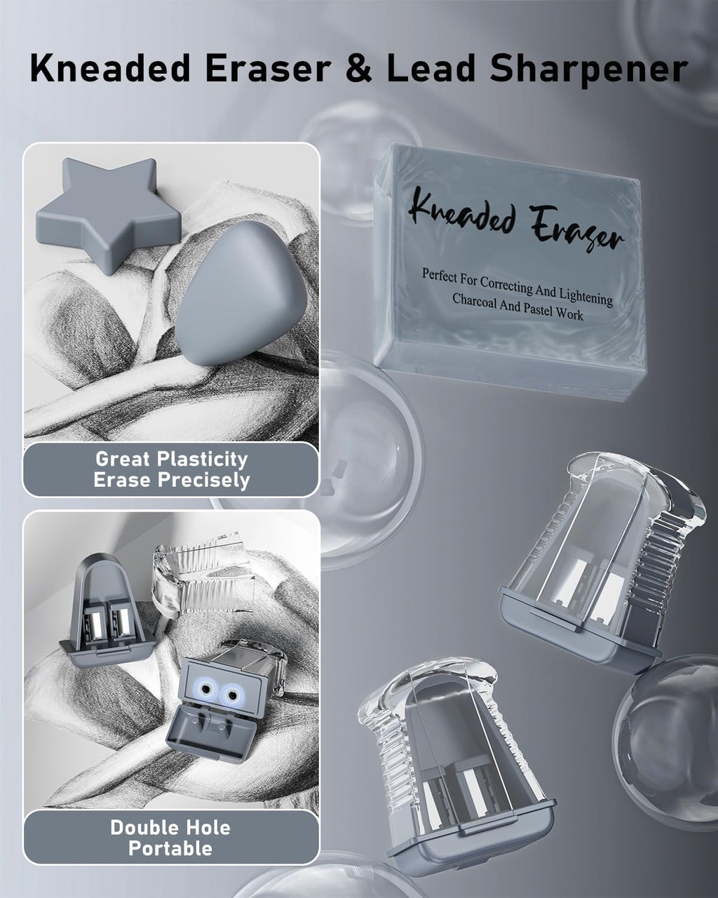 Four Candies 27PCS Art Mechanical Pencil Set with Case, 4PCS Metal Drawing Pencil 0.3, 0.5, 0.7, 0.9 mm & 2PCS 2mm Lead Holder (HB 2H 2B 4B Color) with 552 Graphite Lead Refills for Drawing Sketching