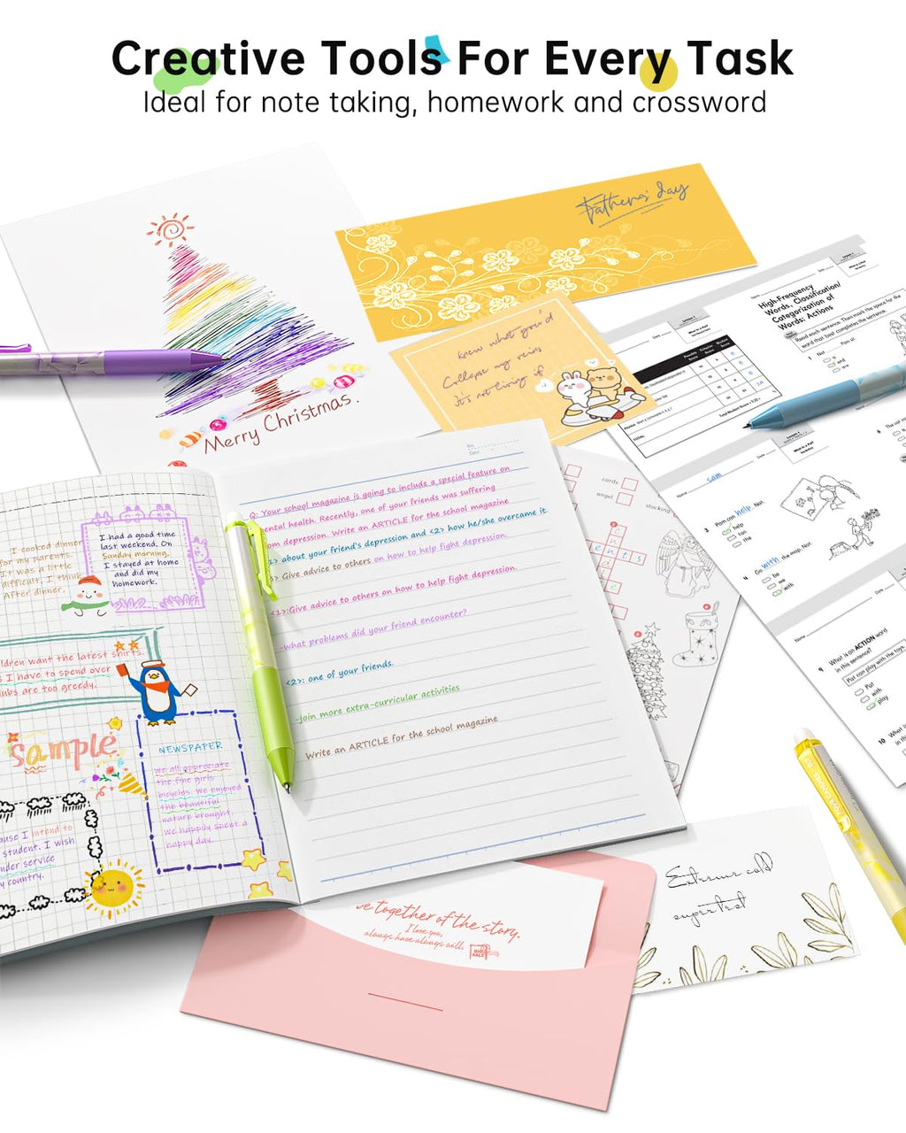 Four Candies 0.7mm Erasable Gel Pens, Make Mistakes Disappear Colored Pens, 24 Colors Retractable Fine Point Erasable Pens for Writing, Drawing, Planner Supplies