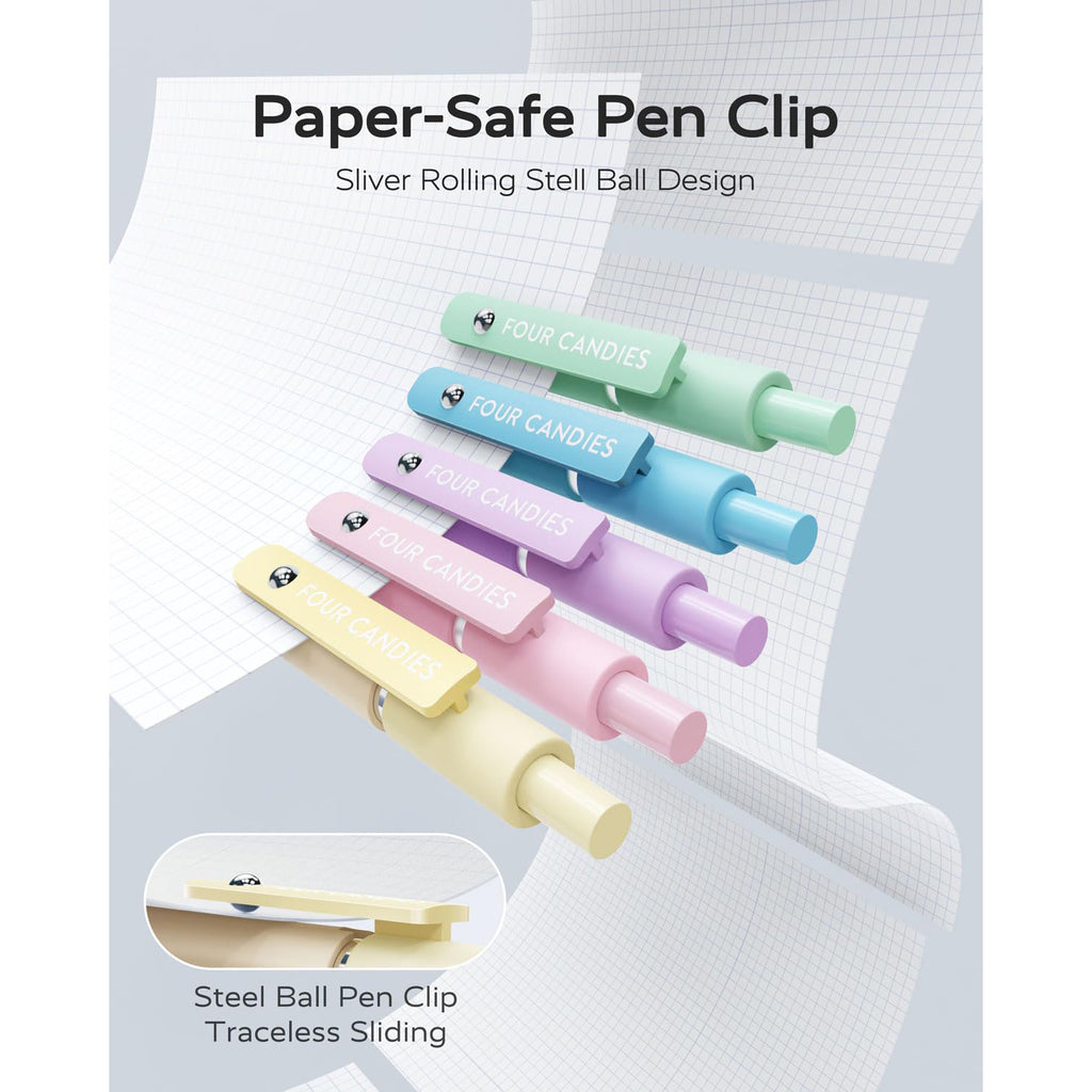 Four Candies Gel Pens, 5 Pcs 0.7mm Quick Dry Black Ink Pens Fine Point Smooth Writing High-End Series Unique Pens, Fun Pretty Cute Pens Gifts (Gradient)