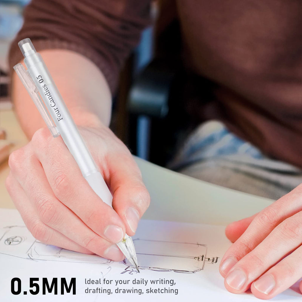 Four Candies Mechanical Pencil Set with Case and Lead, 3Pcs 0.5mm Mechanical Pencils, 180Pcs High Quality Leads, 3Pcs Erasers and Refills, Cool Mechanical Pencil for Drawing, Drafting, Sketching