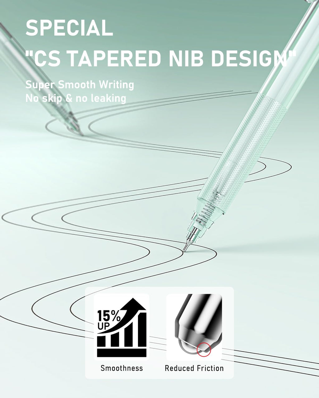 Four Candies Gel Pen with 2 Pieces Highlighter, Fine,0.5 mm, Black Ink, 14 Piece