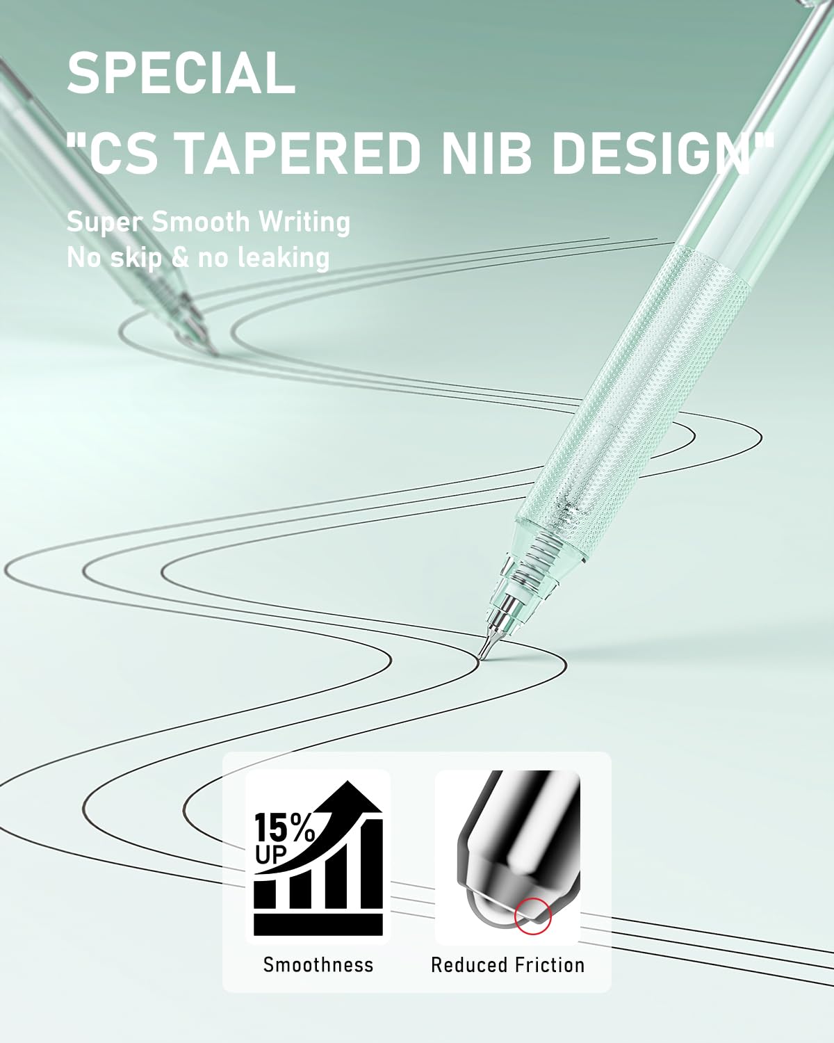 Four Candies Gel Pen with 2 Pieces Highlighter, Fine,0.5 mm, Black Ink, 14 Piece