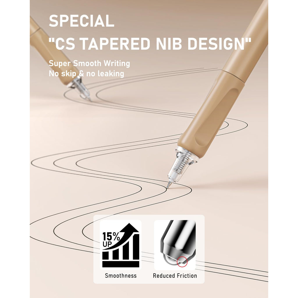 Four Candies 14Pack Pastel Gel Ink Pen Set with 12 PCS Cute Retractable 0.5mm Fine Point Pens with 2Pack Highlighter, Smooth Writing Pens (Brown)