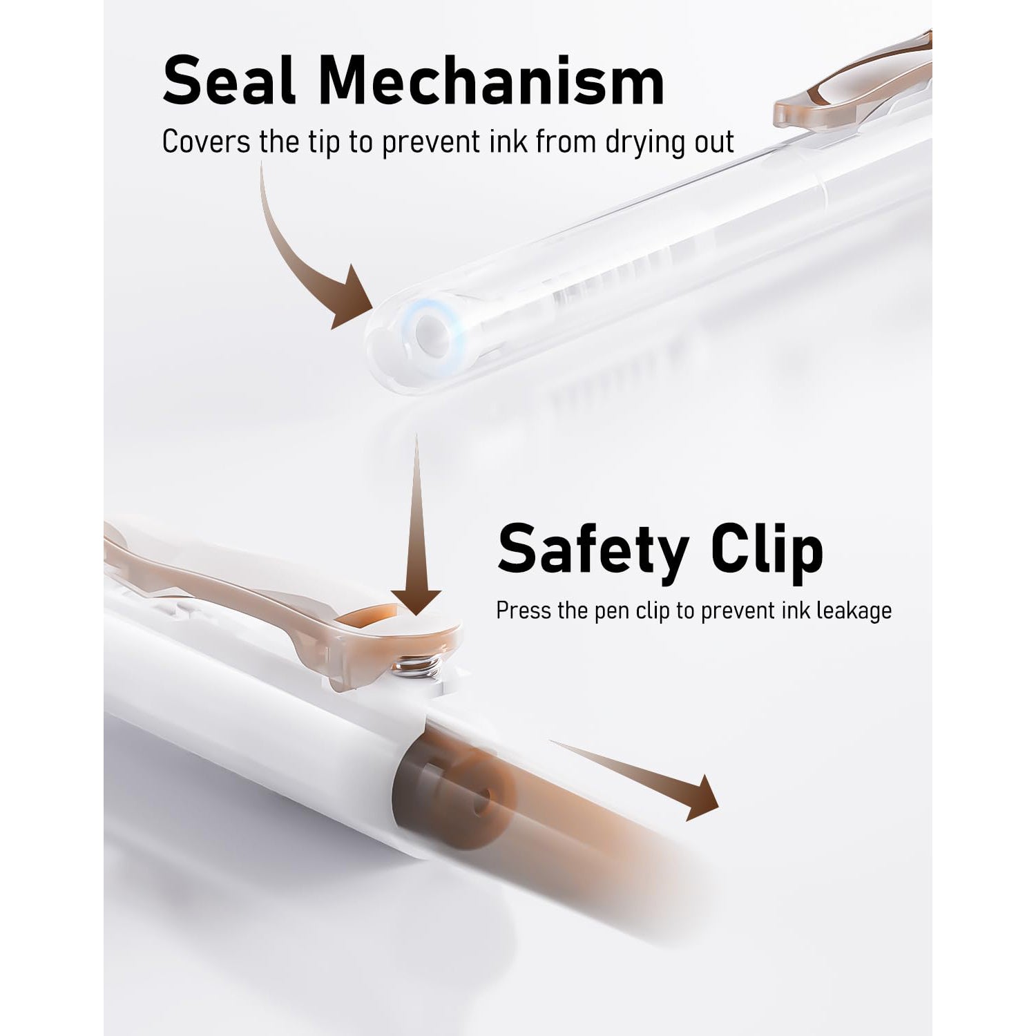 Four Candies 14Pack Pastel Gel Ink Pen Set with 12 PCS Cute Retractable 0.5mm Fine Point Pens with 2Pack Highlighter, Smooth Writing Pens (Brown)